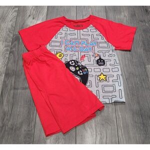Boys Up-Late 2-Piece Pajama Set T-shirt/Shorts Size 8 I Can Play All Day (Red)